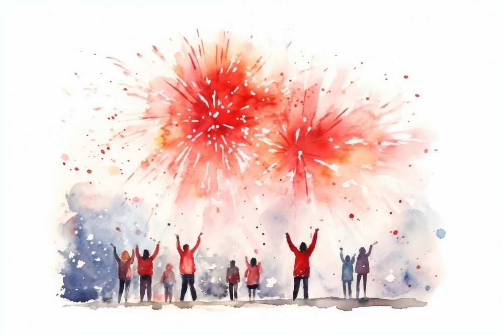 Celebration fireworks white background togetherness. AI generated Image by rawpixel.