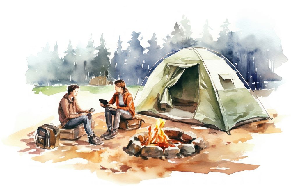 Camping outdoors adult tent. AI generated Image by rawpixel.