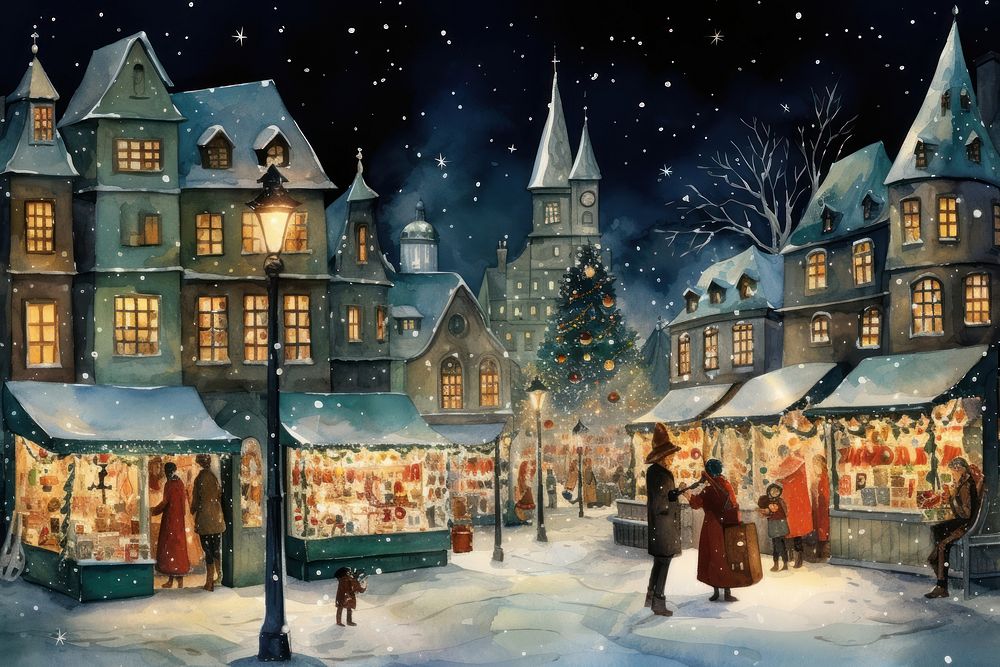 Christmas outdoors market winter. AI generated Image by rawpixel.