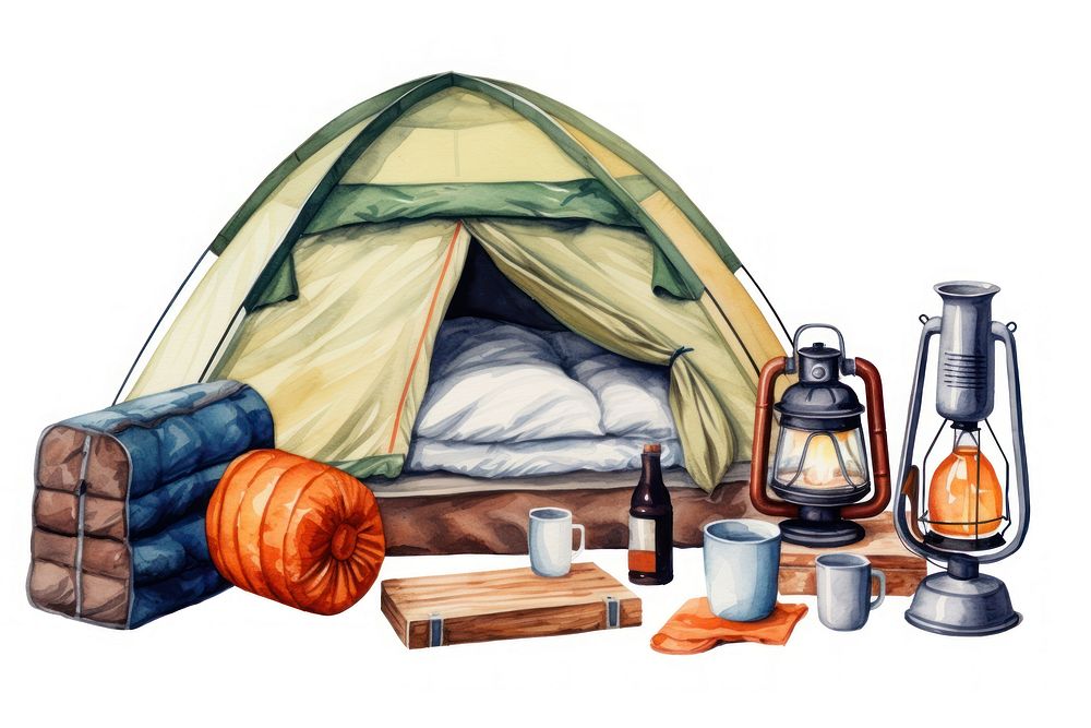 Camping tent lantern white background. AI generated Image by rawpixel.