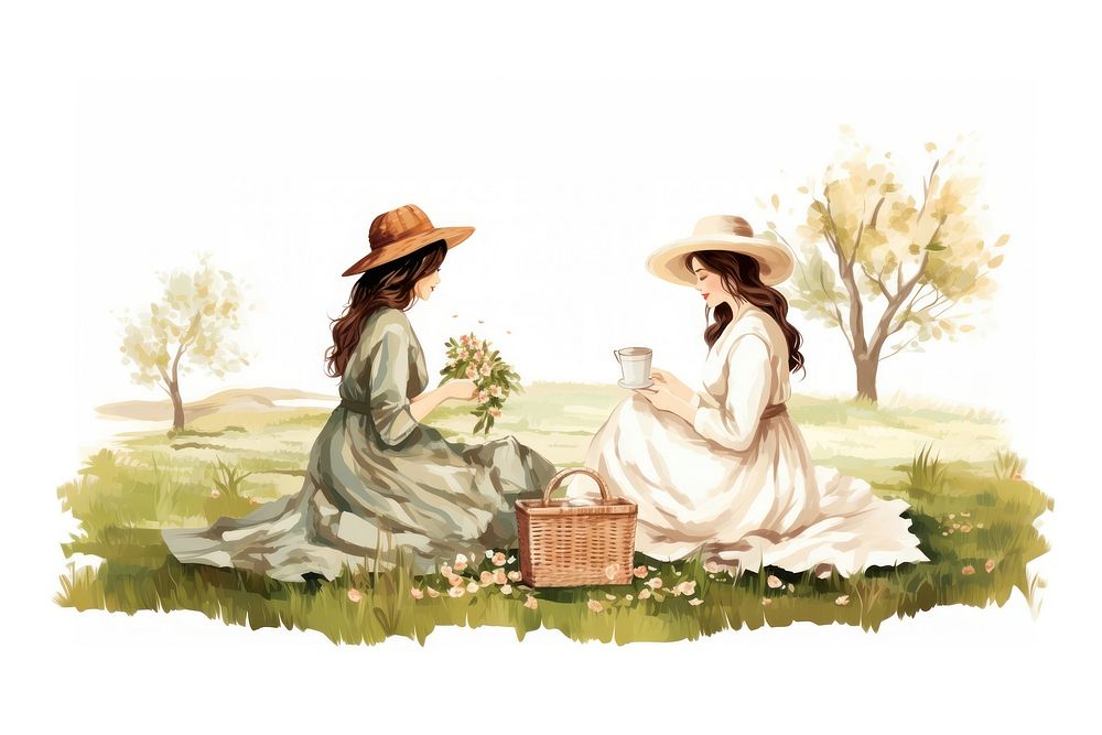 Picnic basket adult women. AI generated Image by rawpixel.
