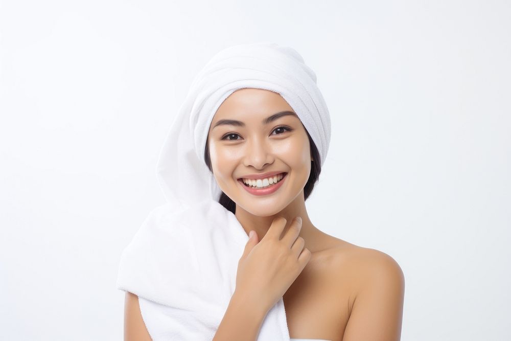 Portrait smiling towel adult. AI generated Image by rawpixel.