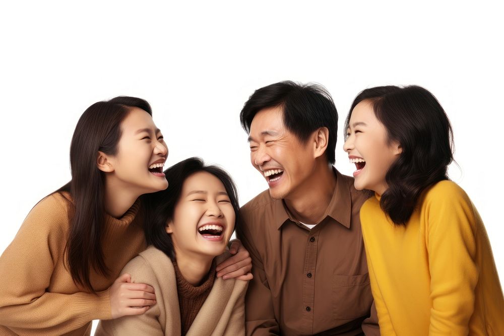 Laughing family adult white background. AI generated Image by rawpixel.