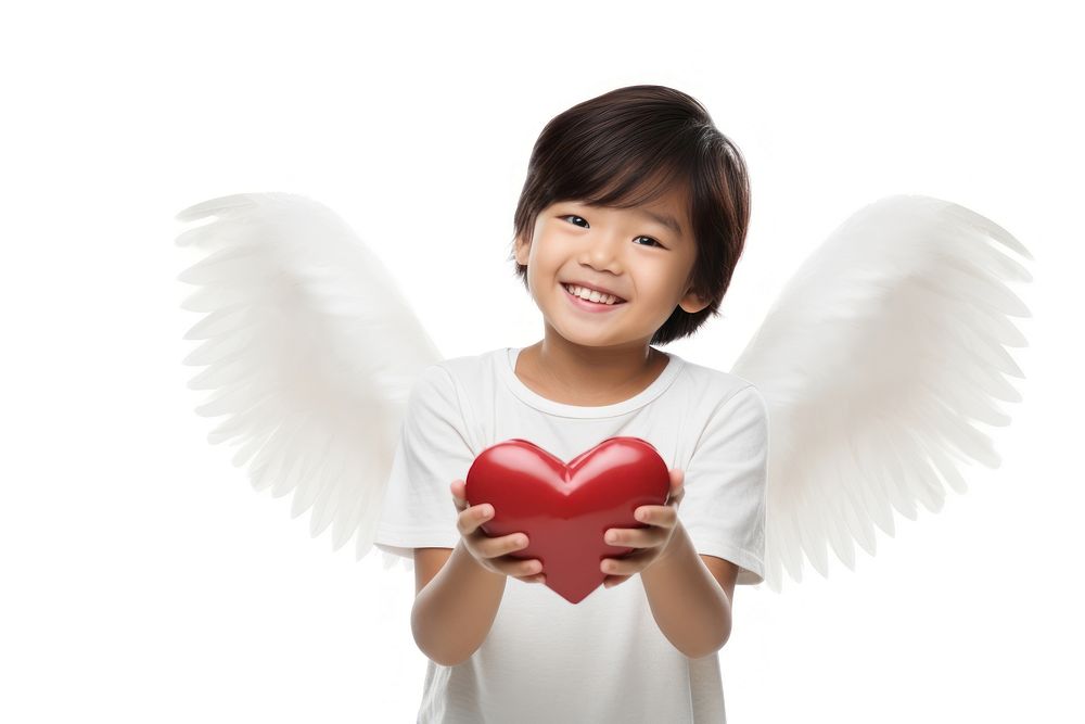 Smiling holding flying angel. AI generated Image by rawpixel.