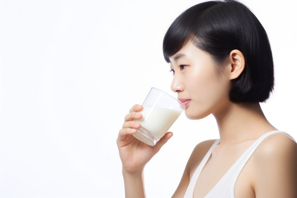 Drinking milk white background refreshment. AI generated Image by rawpixel.