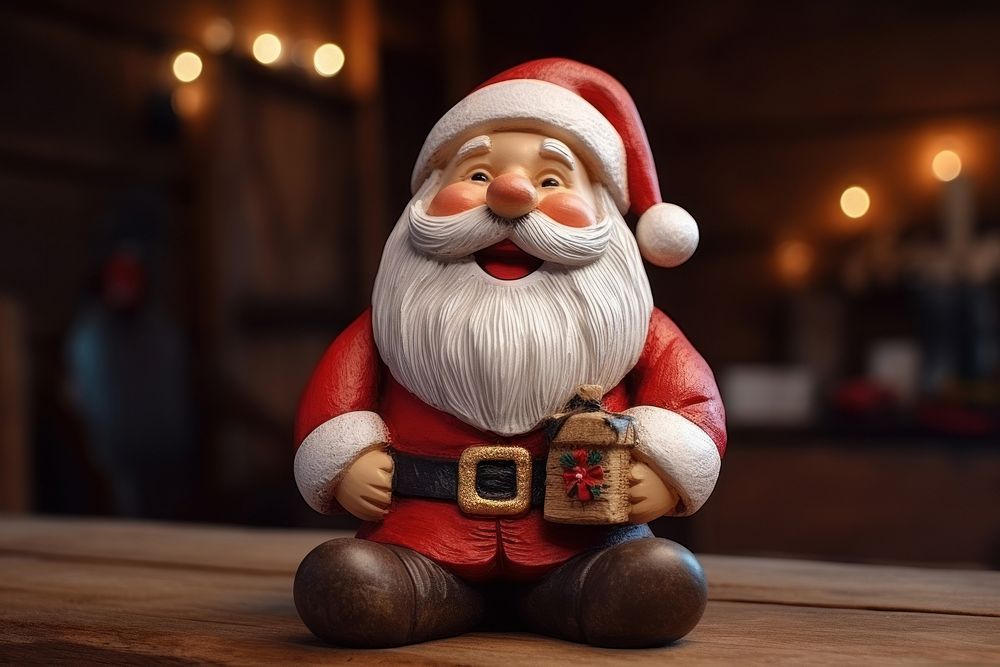 Christmas figurine table wood. AI generated Image by rawpixel.