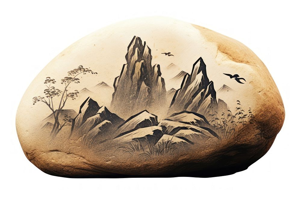 Painting white background boulder geology. AI generated Image by rawpixel.