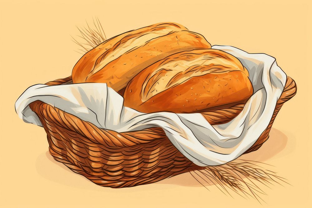 Basket bread food sourdough. AI generated Image by rawpixel.
