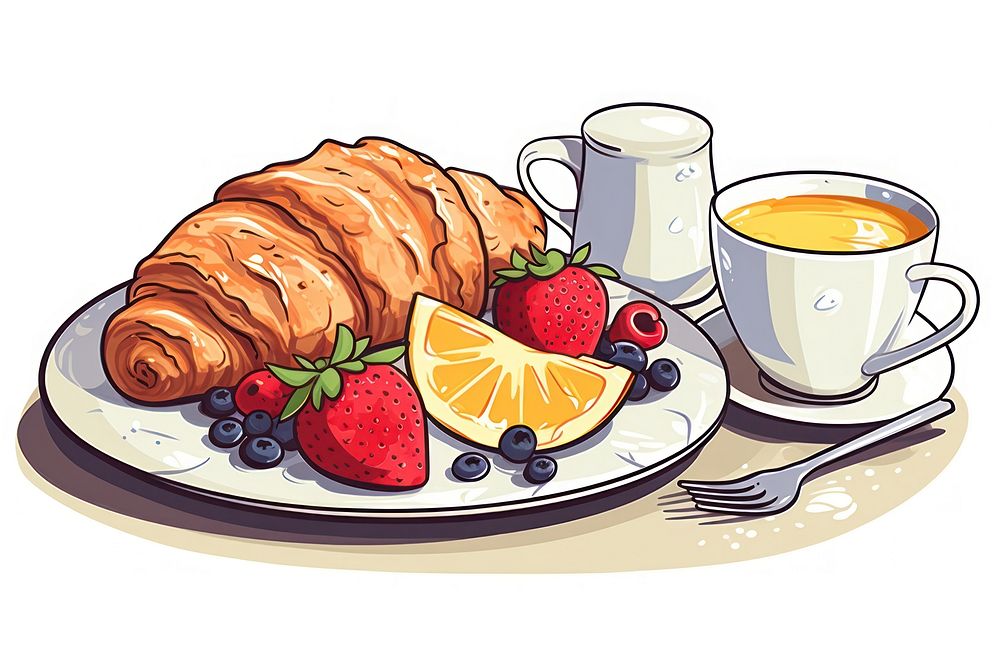 Breakfast croissant coffee brunch. AI generated Image by rawpixel.