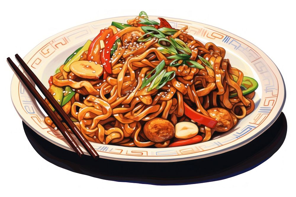 Food chopsticks noodle plate. AI generated Image by rawpixel.