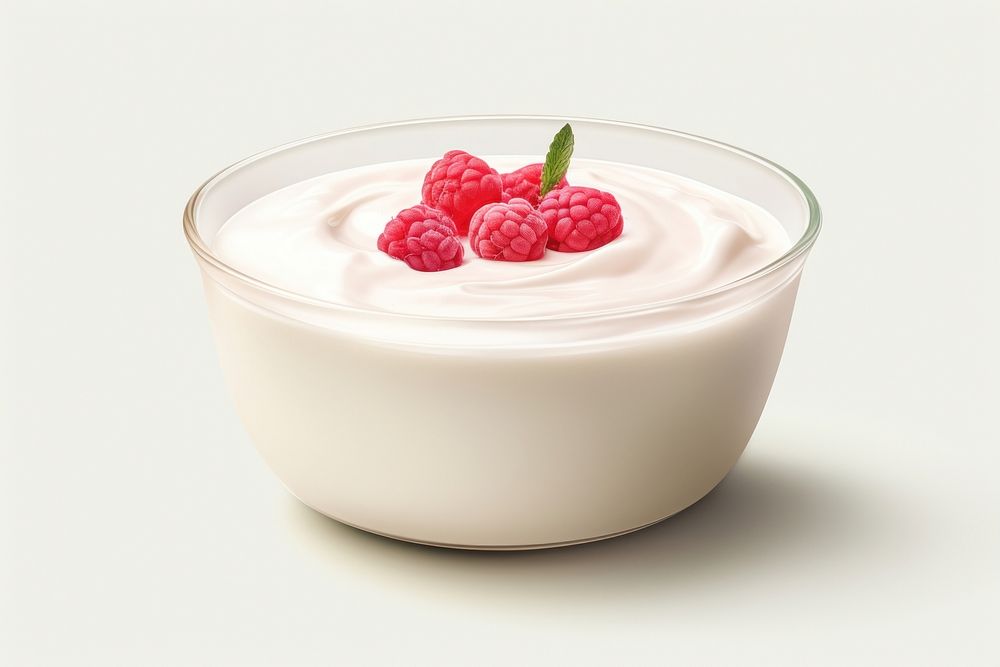 Raspberry dessert cream fruit. AI generated Image by rawpixel.