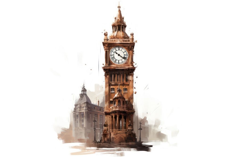 Tower architecture building clock. AI generated Image by rawpixel.