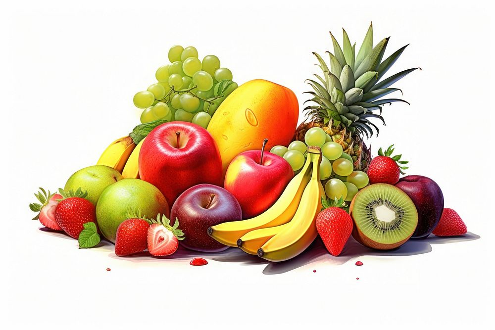 Fruit strawberry pineapple banana. AI generated Image by rawpixel.