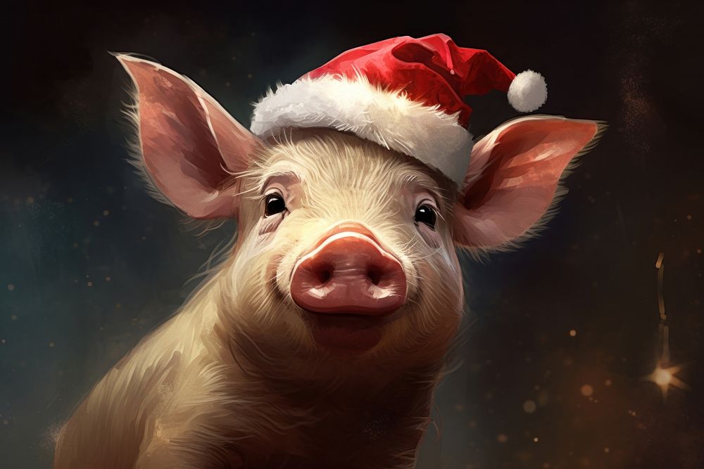 Pig celebration christmas mammal. AI | Premium Photo Illustration