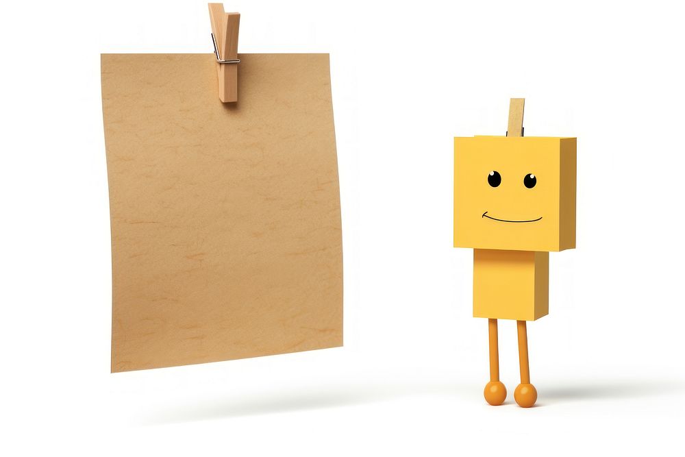 Cardboard note white background anthropomorphic.