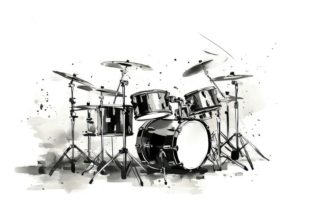 Percussion drawing drums white background. AI generated Image by rawpixel.