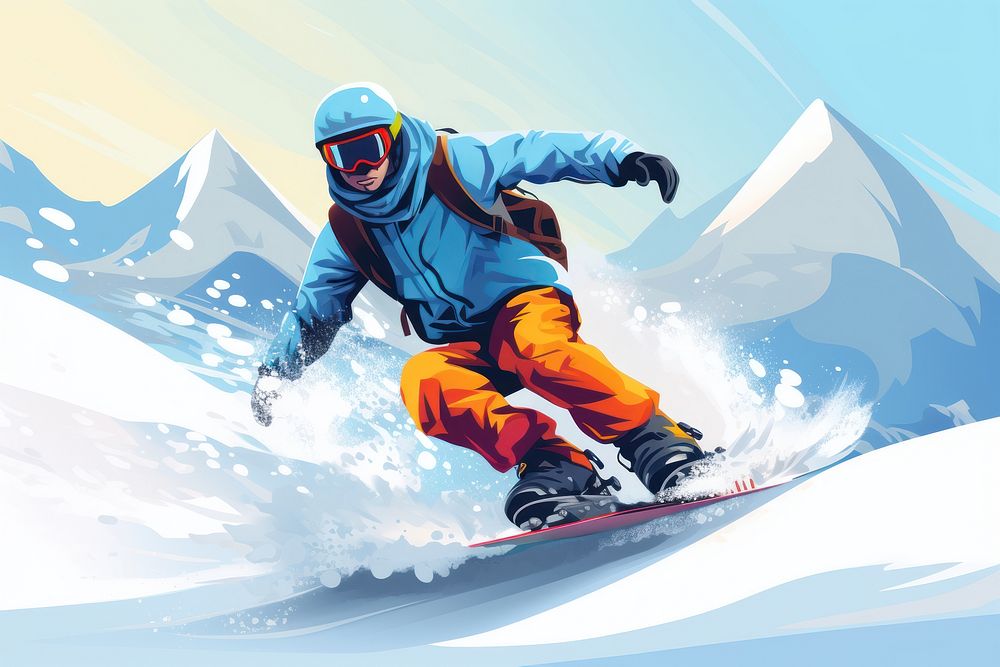 Snowboarding recreation adventure outdoors. 