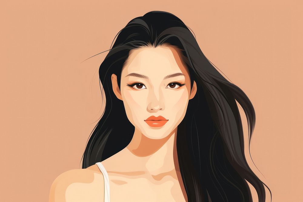 Portrait drawing adult woman. AI generated Image by rawpixel.