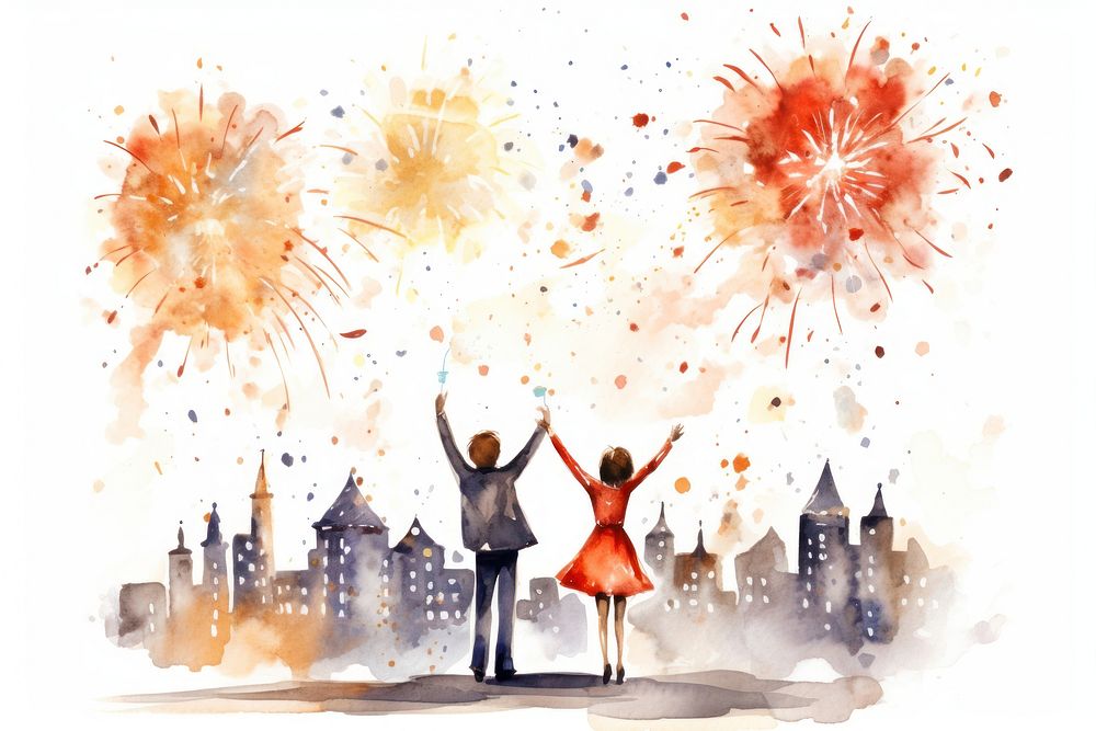 Celebration recreation fireworks painting. AI generated Image by rawpixel.