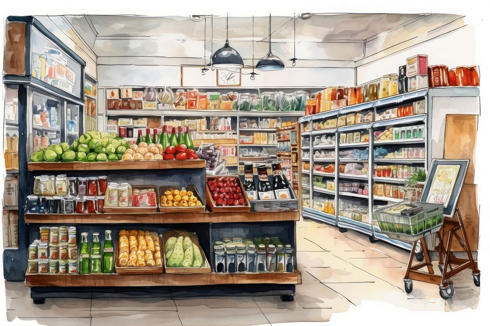 Supermarket store shelf grocery store. AI generated Image by rawpixel.