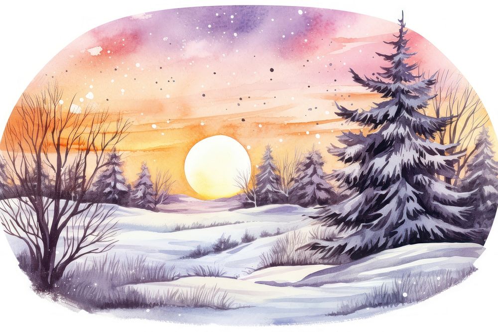 Winter landscape painting outdoors. AI generated Image by rawpixel.