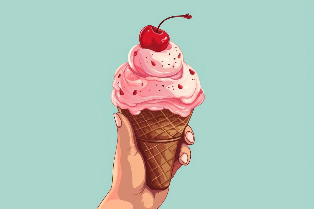 Cream dessert holding food. AI generated Image by rawpixel.