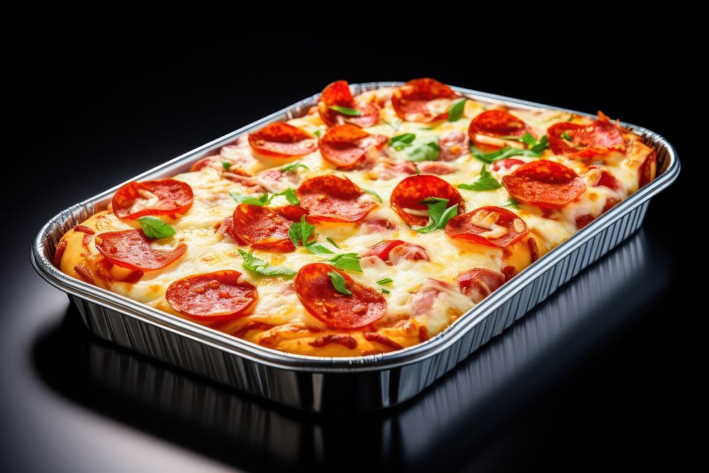 Pizza food tray mozzarella. AI generated Image by rawpixel.