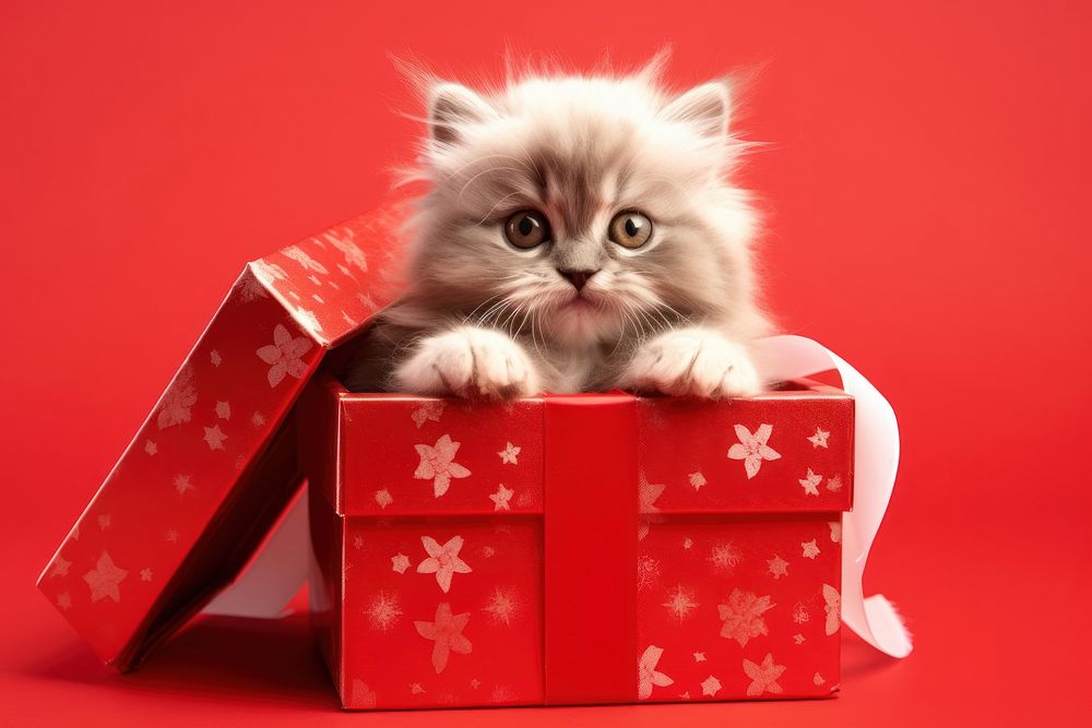 Christmas mammal animal kitten. AI generated Image by rawpixel.