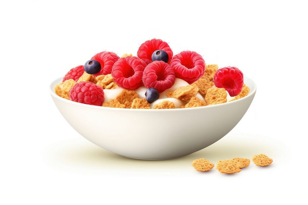 Bowl raspberry cereal fruit. AI generated Image by rawpixel.