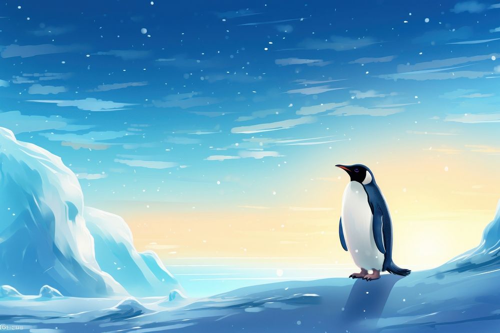 Outdoors penguin nature winter. AI generated Image by rawpixel.