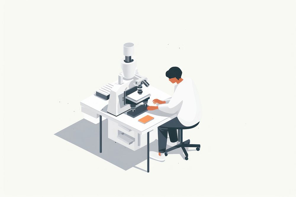 Microscope person adult desk. AI generated Image by rawpixel.