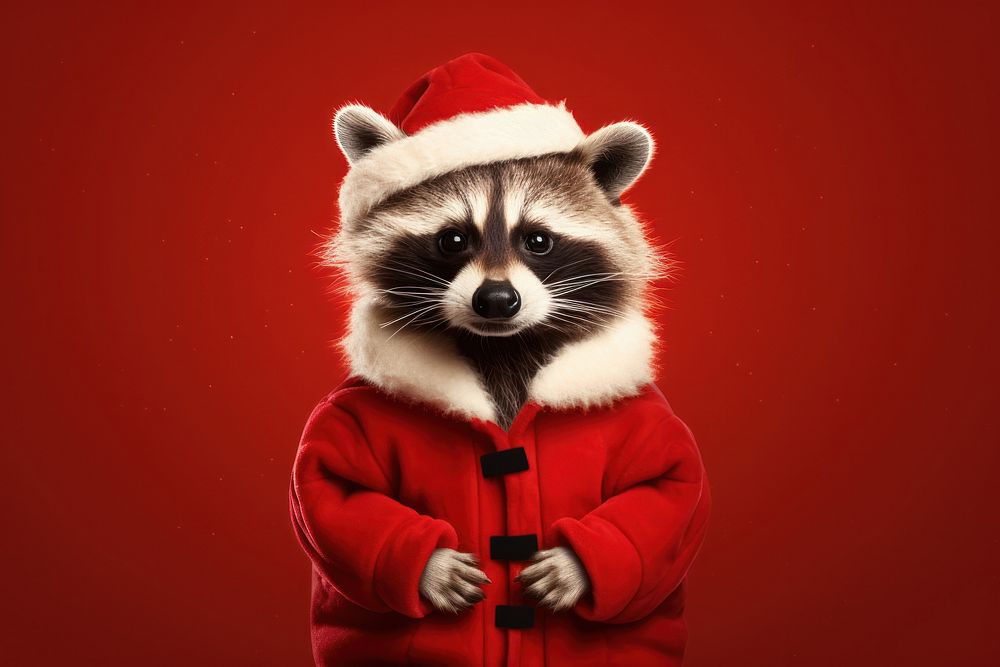 Raccoon christmas mammal animal. AI generated Image by rawpixel.
