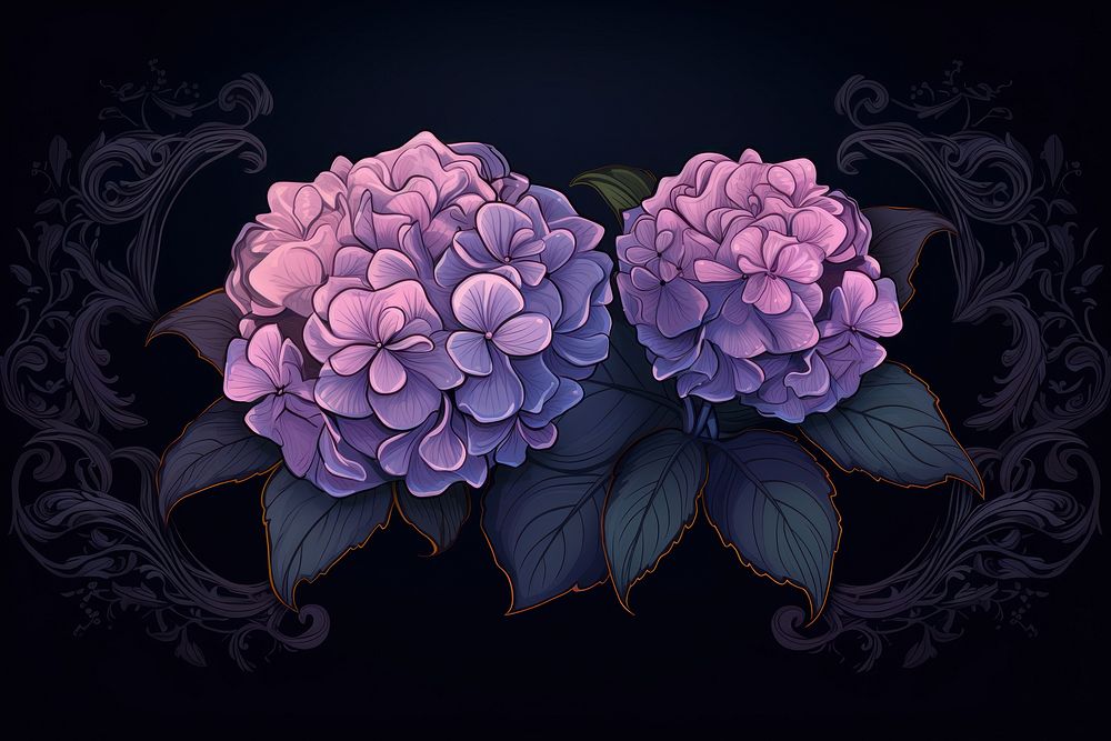 Flower hydrangea pattern purple. AI generated Image by rawpixel.