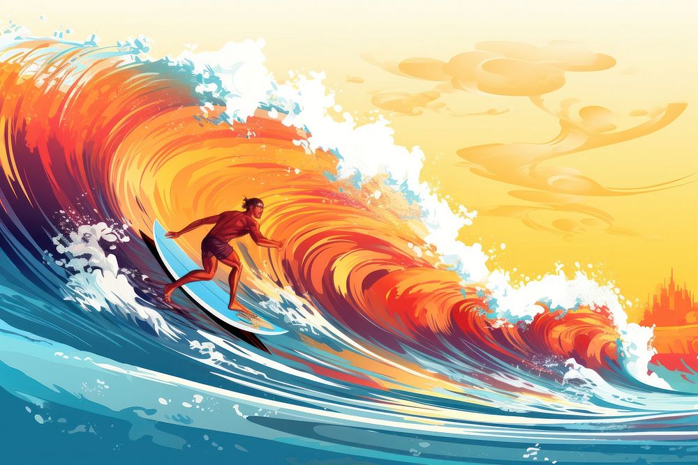 Outdoors surfing sports nature. AI generated Image by rawpixel.