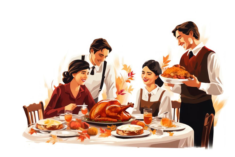 Thanksgiving dinner supper adult. AI generated Image by rawpixel.