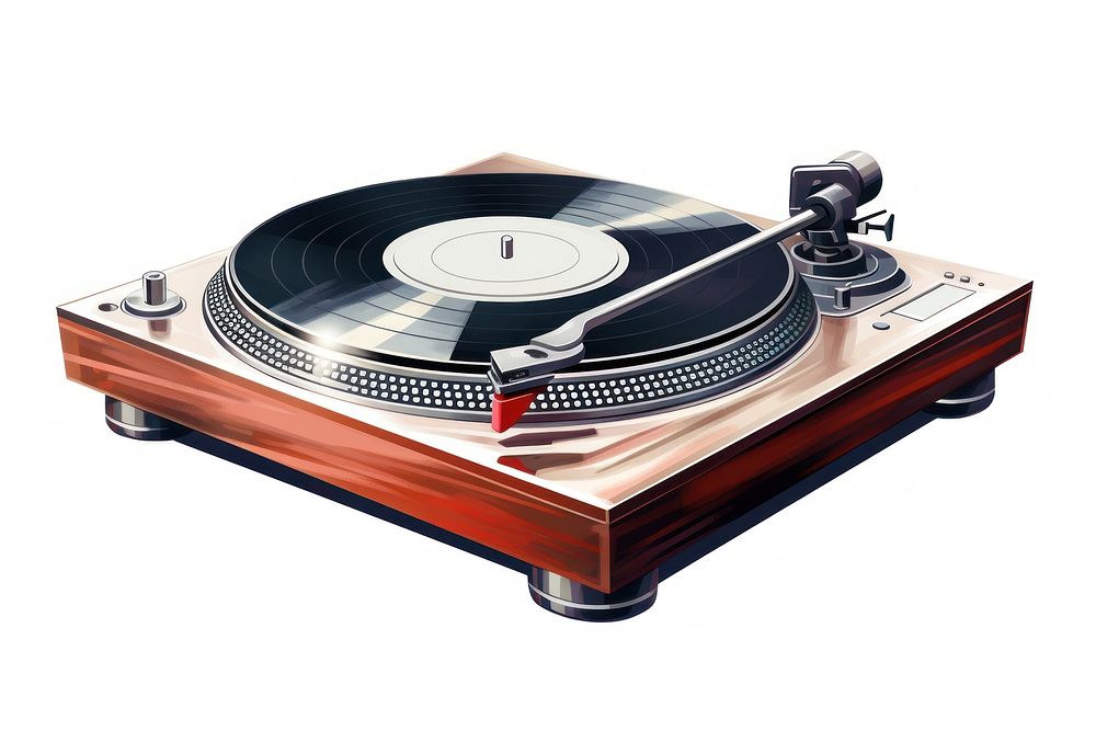 Table white background electronics gramophone. AI generated Image by rawpixel.