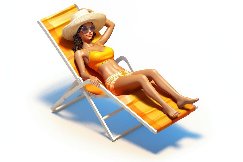 Sunbathing furniture swimwear cartoon. AI generated Image by rawpixel.