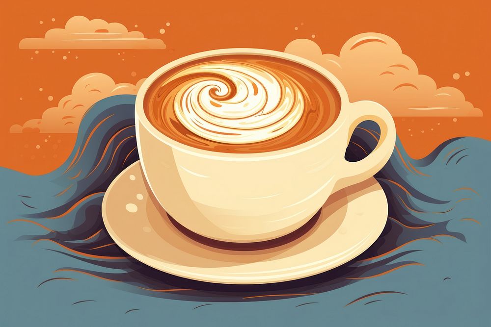 Coffee latte saucer drink. AI generated Image by rawpixel.