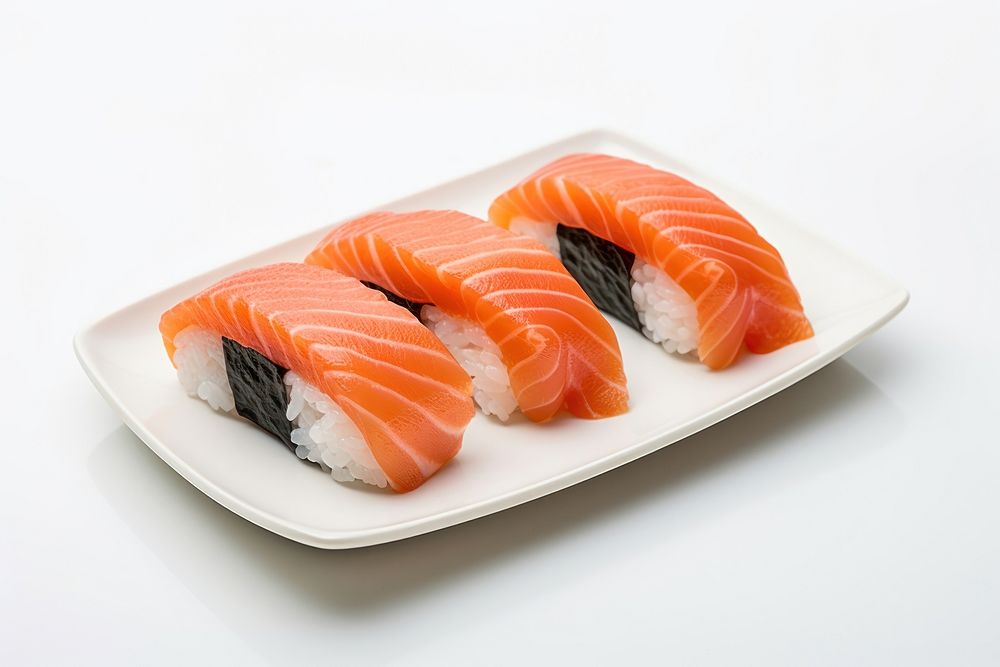Sushi plate seafood salmon. AI generated Image by rawpixel.