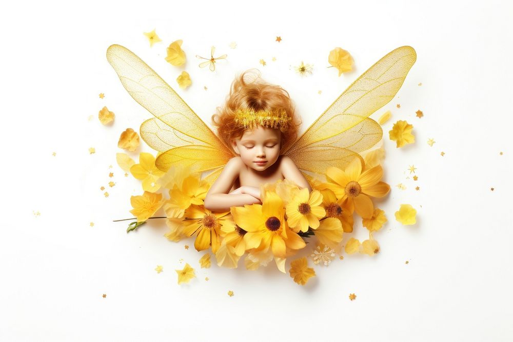 Flower portrait insect fairy. AI generated Image by rawpixel.
