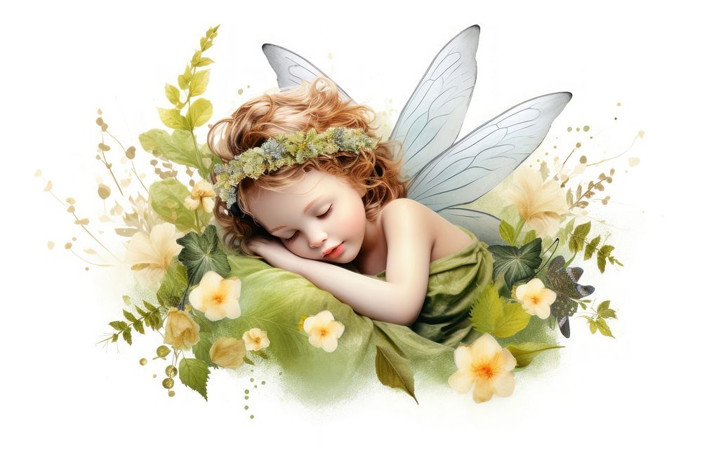 Flower portrait fairy angel. AI generated Image by rawpixel.