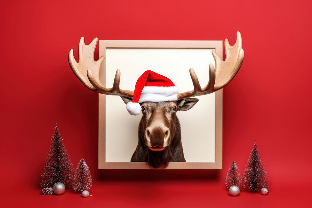 Christmas animal portrait antler. AI generated Image by rawpixel.