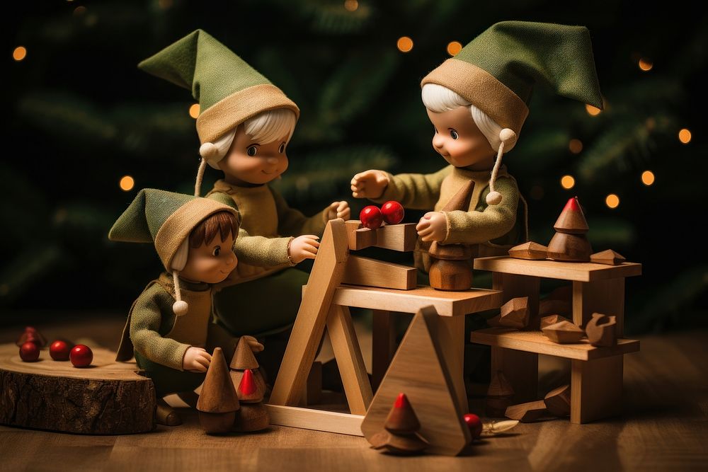 Wood toy christmas elf. 