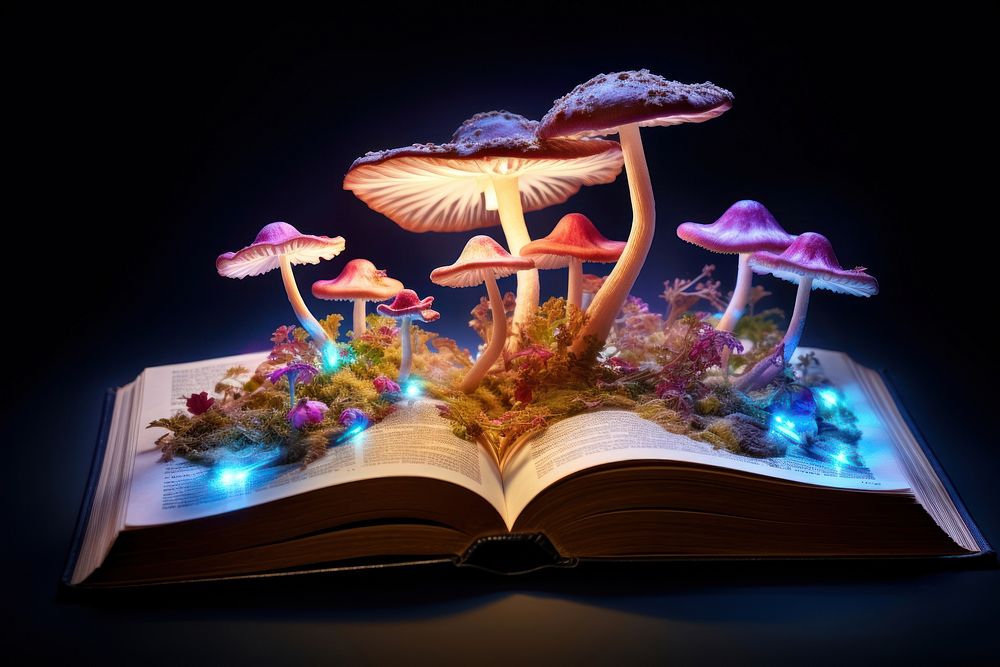 Mushroom book publication flower. 