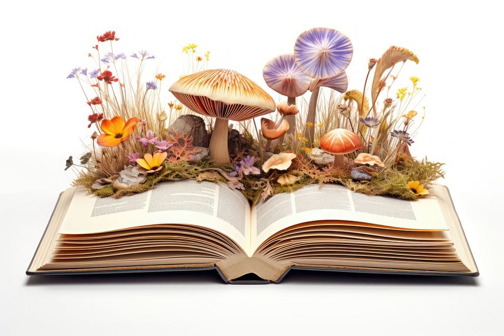 Mushroom flower book publication. AI | Free Photo - rawpixel