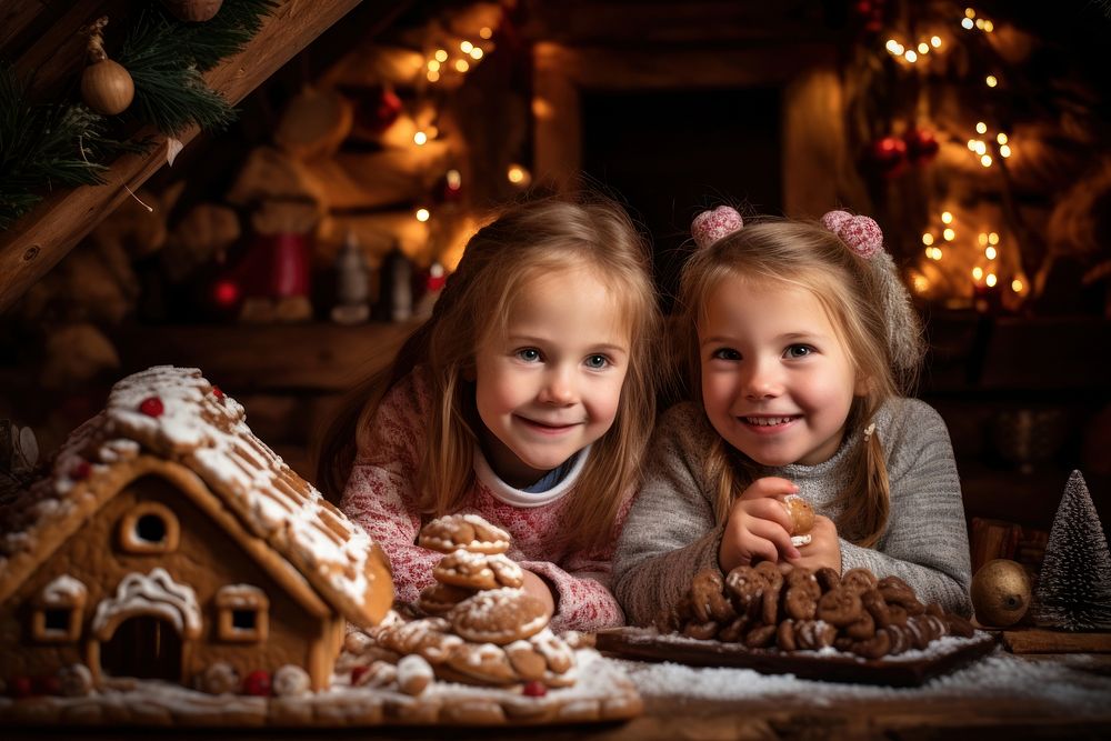 Child gingerbread christmas portrait. AI generated Image by rawpixel.