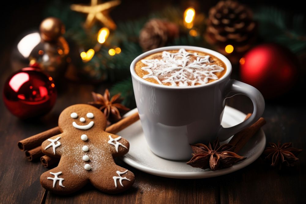 Gingerbread cookie christmas coffee. AI generated Image by rawpixel.