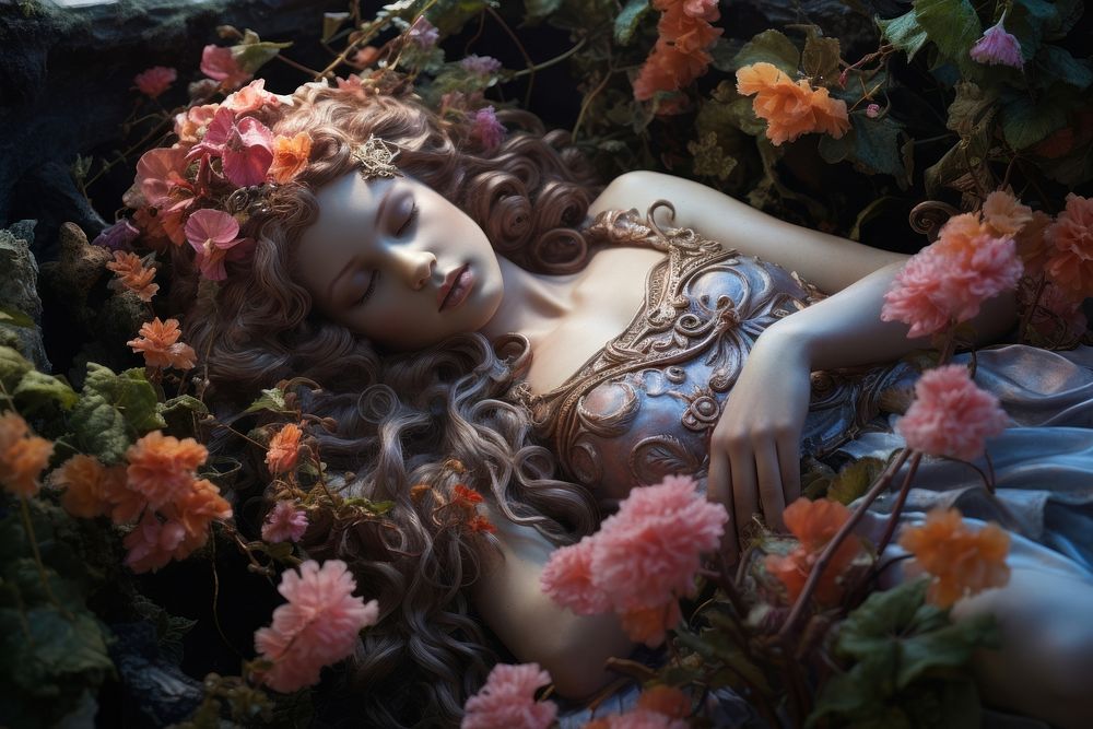 Flower fairy plant contemplation. AI generated Image by rawpixel.