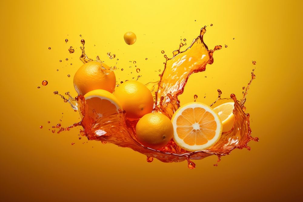 Fruit grapefruit splashing lemon. AI generated Image by rawpixel.