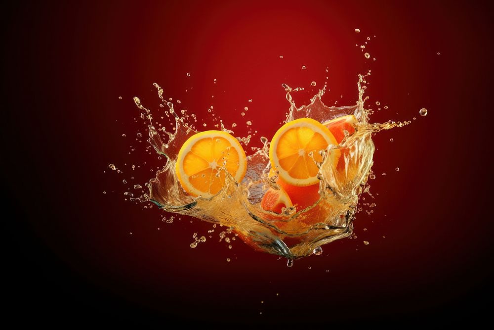 Fruit splashing invertebrate refreshment. AI generated Image by rawpixel.